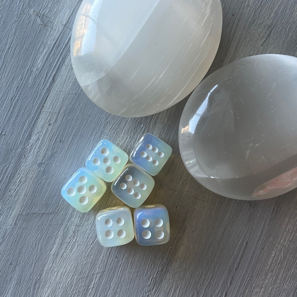 Opalite dice pair